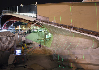 Cantieristica: Venezia, quarto ponte sul Canal Grande, di Santiago Calatrava, utilizzo scanner laser